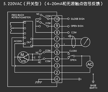 220VAC開關型<a href='http://dwhuizhou.cn/Product/diefa/diandongdiefa/' target='_blank'>電動<a href='http://dwhuizhou.cn/Product/diefa/' target='_blank'>蝶閥</a></a>接線圖