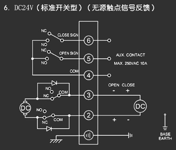 ＤＣ24Ｖ標準開關型<a href='http://dwhuizhou.cn/Product/diefa/diandongdiefa/' target='_blank'>電動<a href='http://dwhuizhou.cn/Product/diefa/' target='_blank'>蝶閥</a></a>接線圖